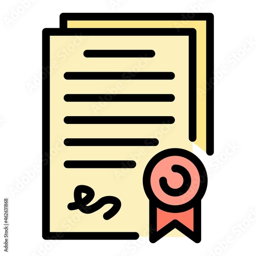 Verdict icon. Outline verdict vector icon color flat isolated