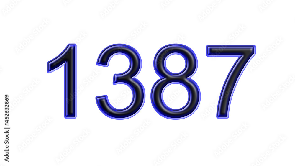 blue 1387 number 3d effect white background blue 1387 number 3d effect white background