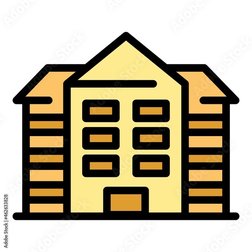 Hospital building icon. Outline hospital building vector icon color flat isolated