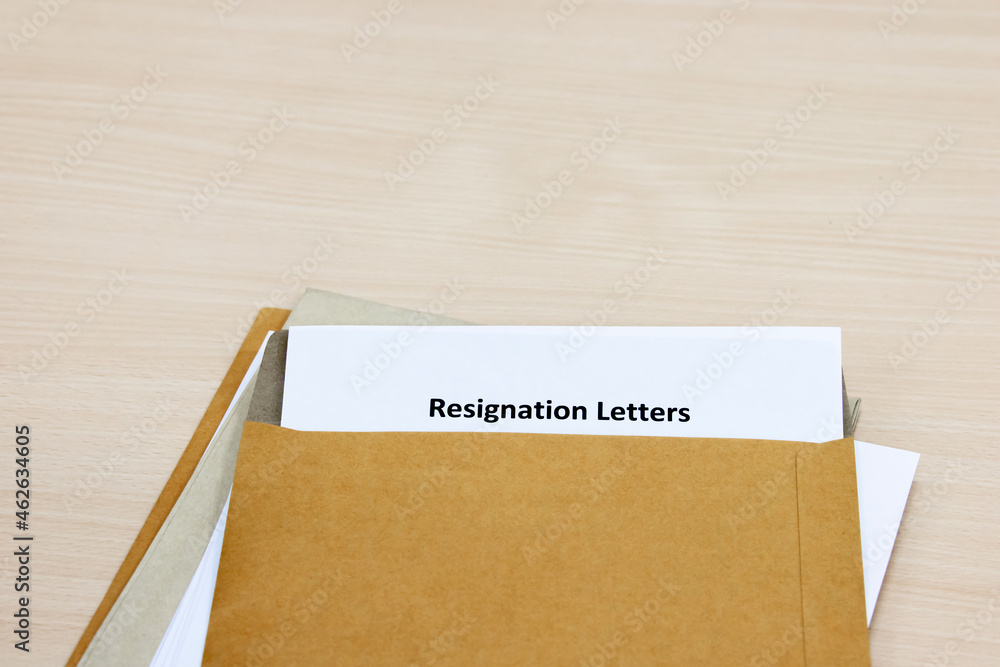 Resignation letter. Resignation letter in brown envelope. concept of