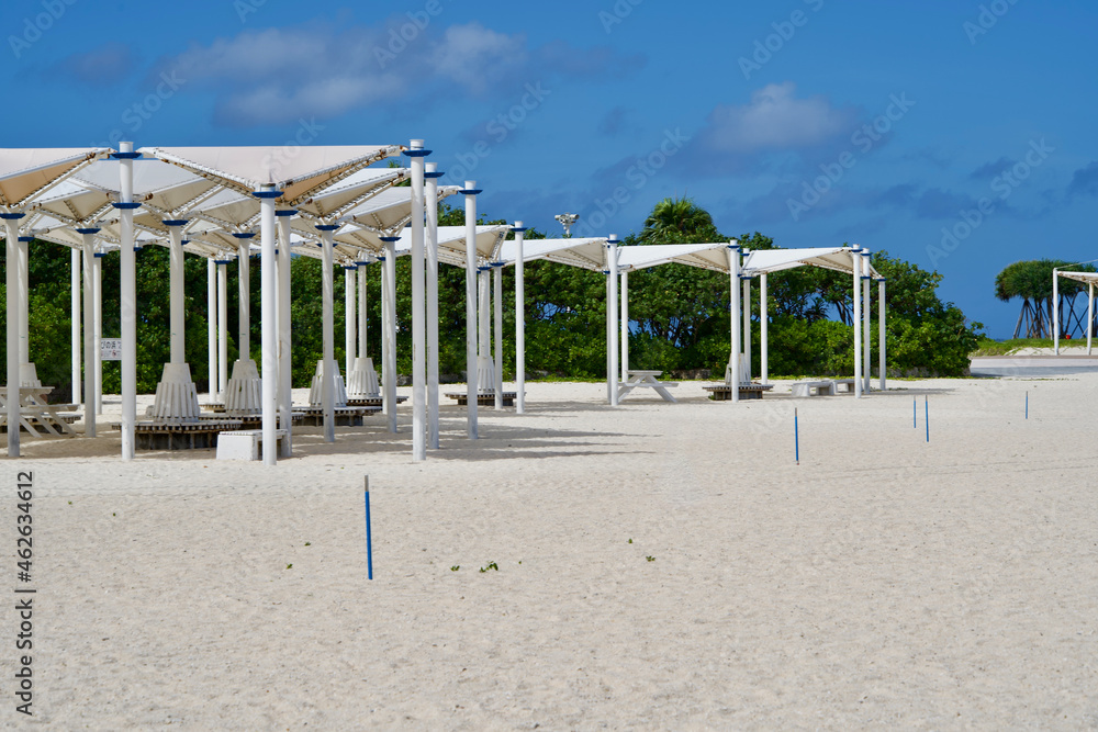 The white beach and some bench in Okinawa. The white beach and some bench in Okinawa.