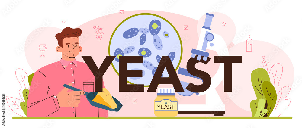 Yeast typographic header. Wine production and fermentation with wild Yeast typographic header. Wine production and fermentation with wild