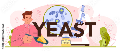 Yeast typographic header. Wine production and fermentation with wild