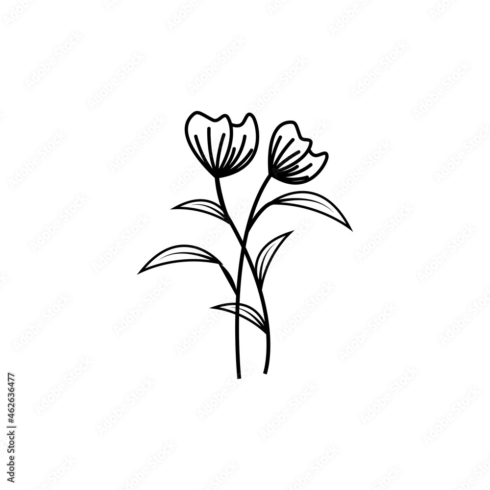 flower line art logo icon vector template.