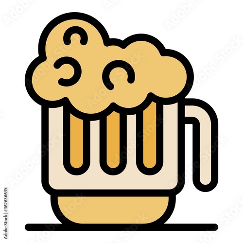 Mug of cold beer icon. Outline mug of cold beer vector icon color flat isolated