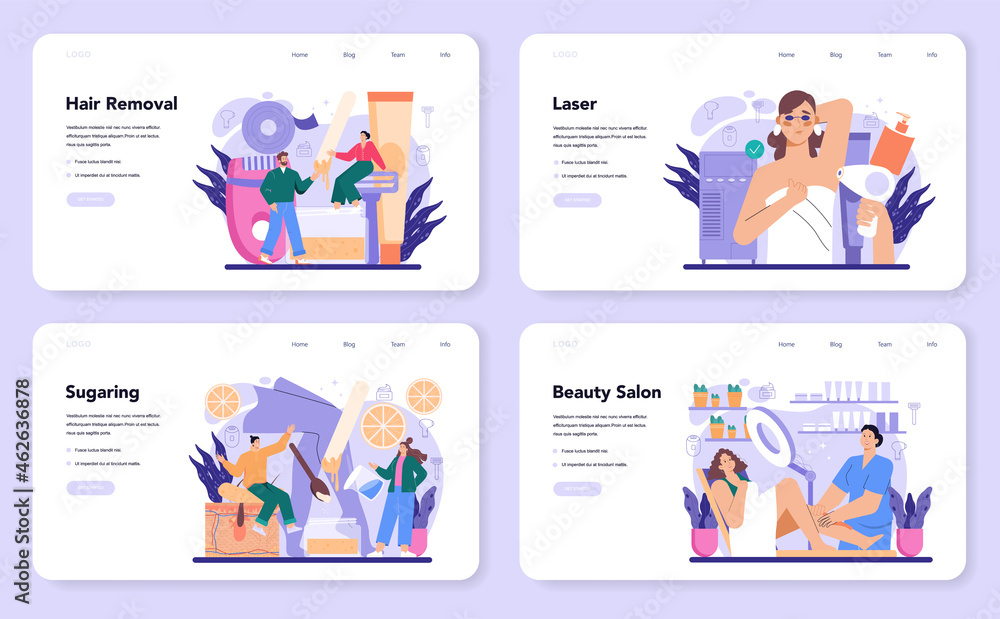 Depilation and epilation web banner or landing page set. Hair removal Depilation and epilation web banner or landing page set. Hair removal