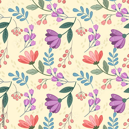 Floral seamless pattern with beautiful Flowers for fabric textile wallpaper.