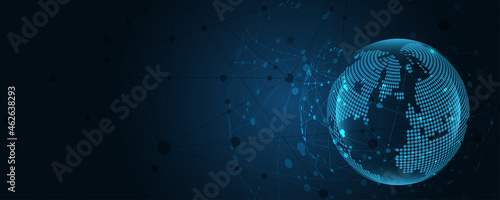 Global network connection World map abstract technology background global business innovation concept