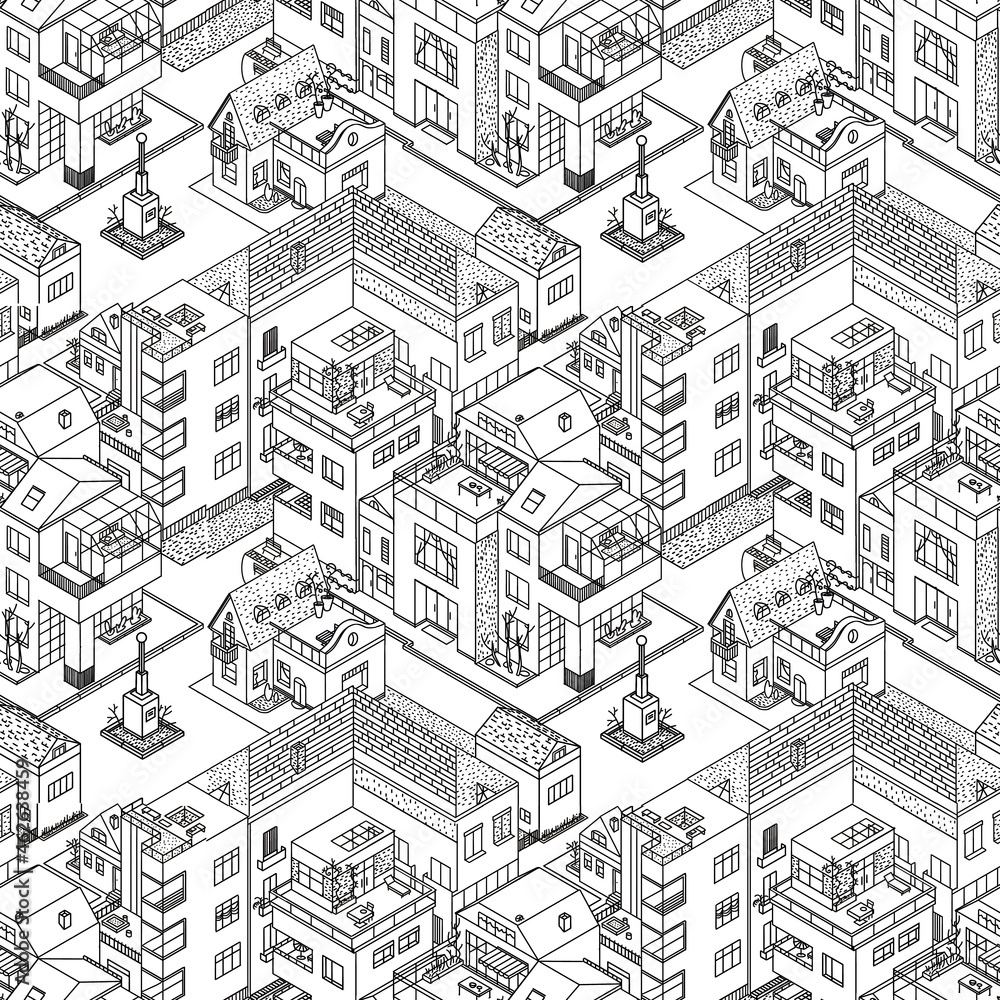 seamless pattern with houses
