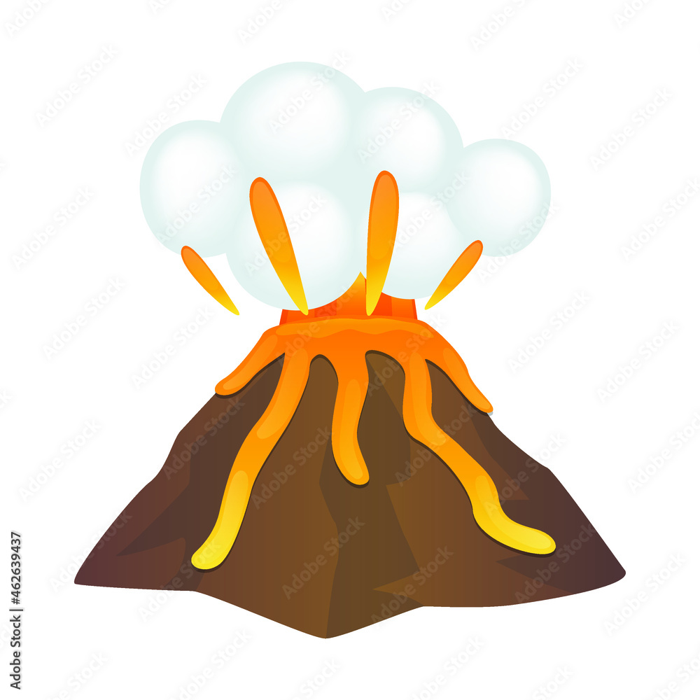 Volcano Erupt Emoji Icon Illustration Sign. Volcanic Explosion Vector