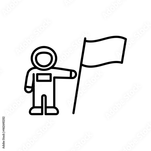 Cosmonaut flat icon. Pictogram for web. Line stroke. Isolated on white background. Vector eps10
