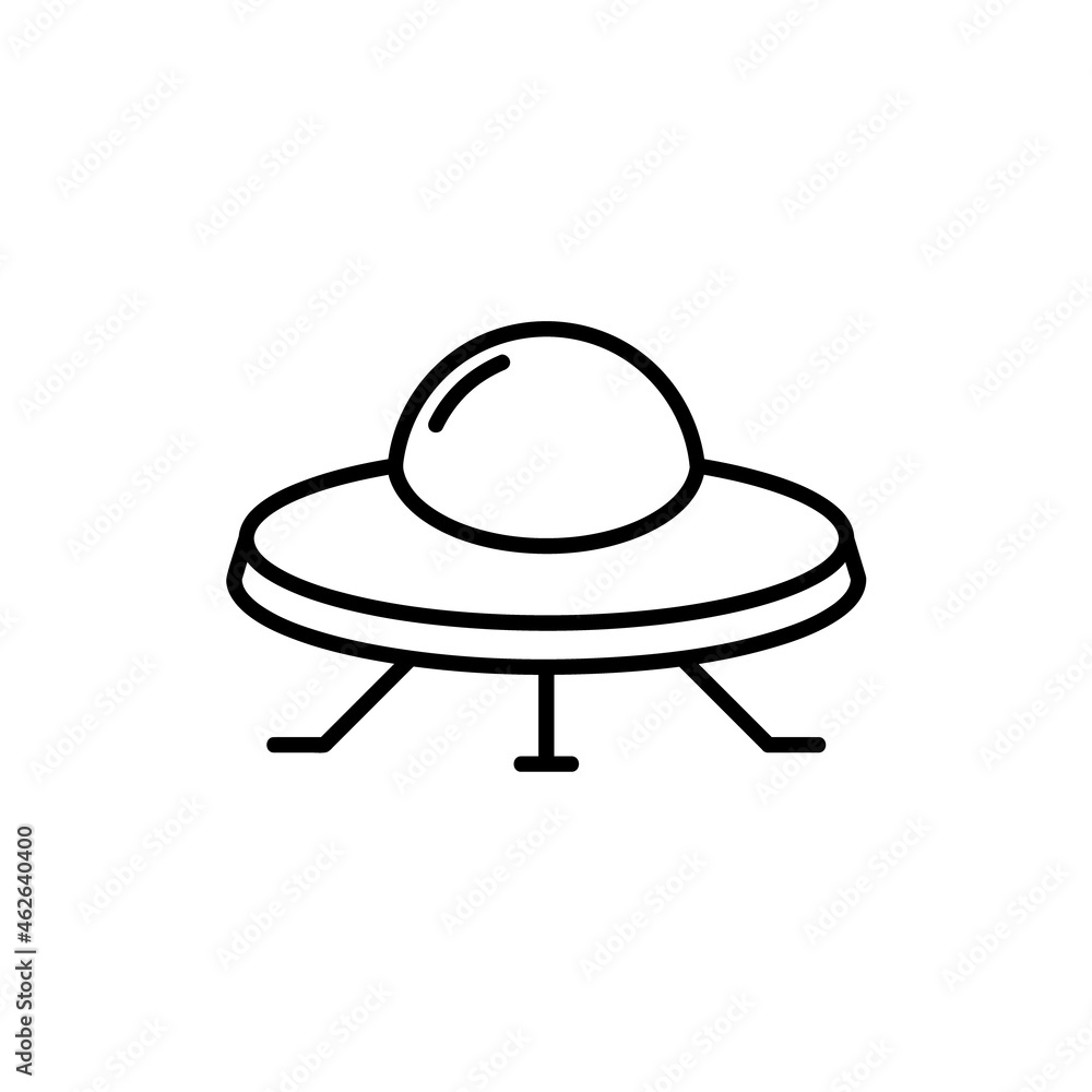 UFO flat icon. Pictogram for web. Line stroke. Isolated on white background. Vector eps10 UFO flat icon. Pictogram for web. Line stroke. Isolated on white background. Vector eps10