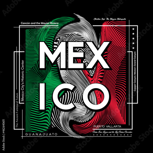 Mexico t-shirt and poster graphic design in abstract style. Vector illustration