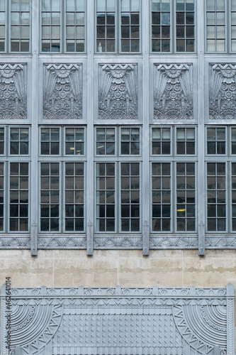 Oppulent artistic Art Deco house building facade with silver  decoration elements on office construction in downtown Washington D.C. DC photo