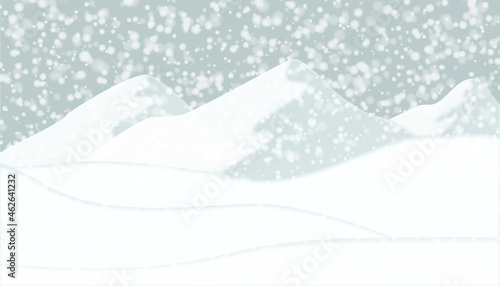 mountain scenery illustration design in snowing season