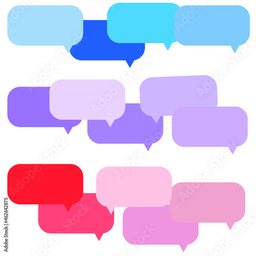set of blank colorful sqaure speech bubbles, frame talk,chat box,speak ballon, thinking ballons on white background