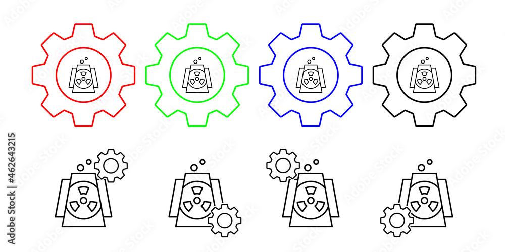 Nuclear plant, energy vector icon in gear set illustration for ui and ux, website or mobile application Nuclear plant, energy vector icon in gear set illustration for ui and ux, website or mobile application