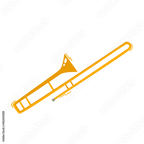 Gold trombone for jazz and blues isolated on white background
