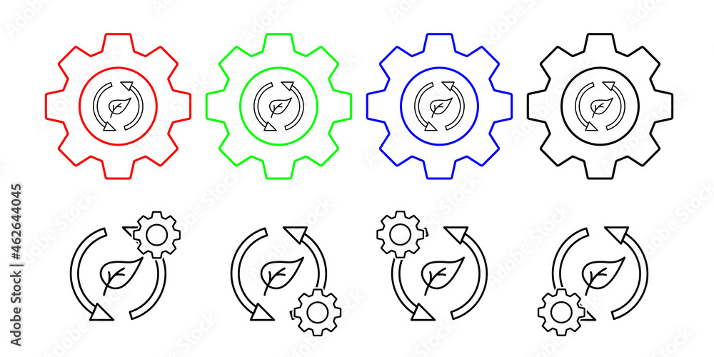 Renewable energy, leaf vector icon in gear set illustration for ui and ux, website or mobile application Renewable energy, leaf vector icon in gear set illustration for ui and ux, website or mobile application