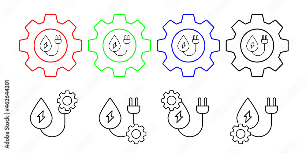 Water, hydro energy vector icon in gear set illustration for ui and ux, website or mobile application