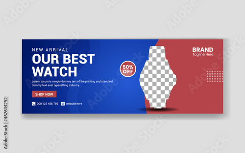Watch sale Social media cover and web banner template Premium Psd
