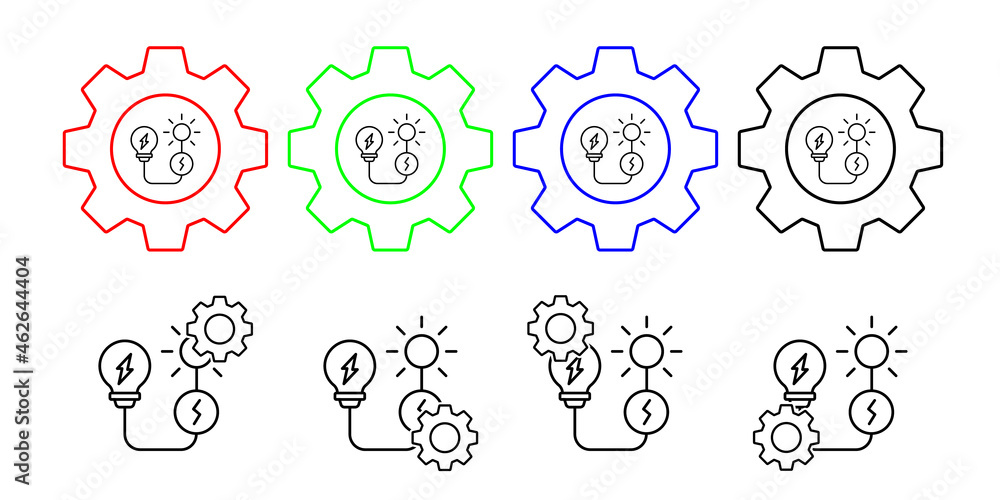 Solar, bulb, energy vector icon in gear set illustration for ui and ux, website or mobile application