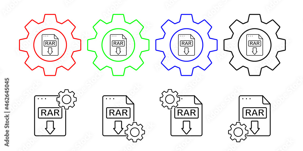 File, document, rar vector icon in gear set illustration for ui and ux, website or mobile application File, document, rar vector icon in gear set illustration for ui and ux, website or mobile application