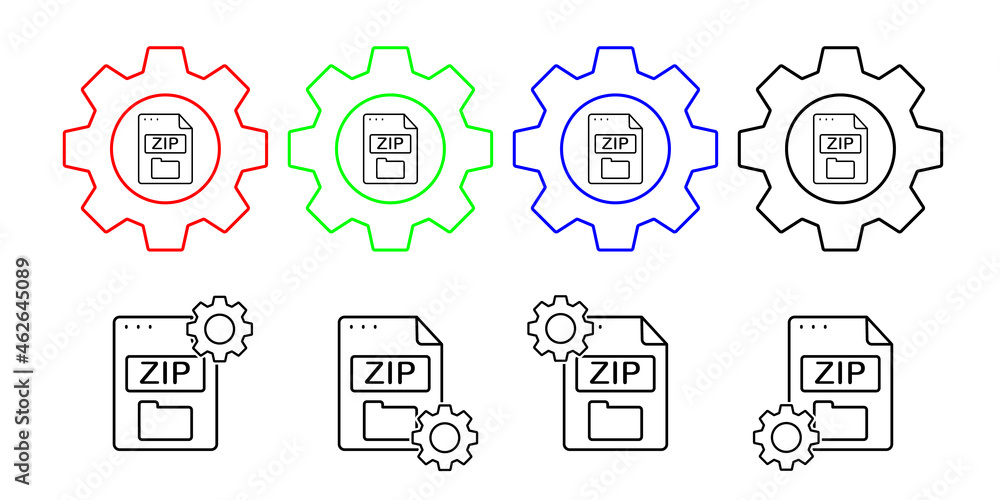 File, document, zip vector icon in gear set illustration for ui and ux, website or mobile application