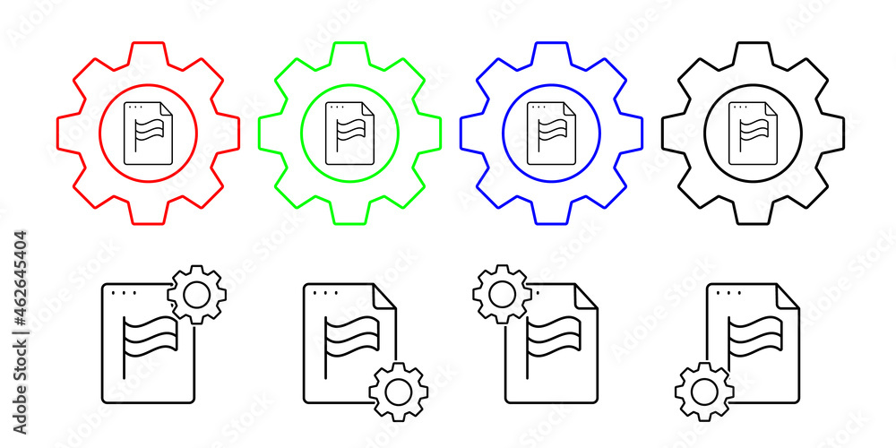 Fototapeta premium File, document, flag vector icon in gear set illustration for ui and ux, website or mobile application
