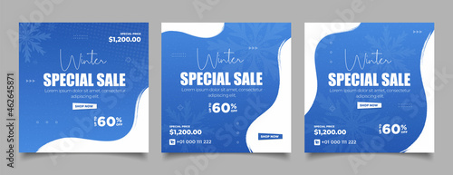 winter sale background social media post template