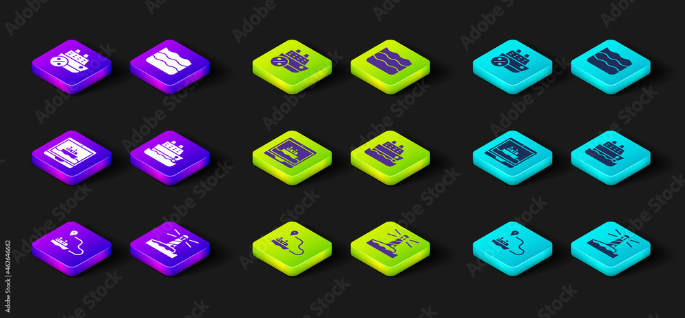 Set Ship line path, Lighthouse, Cruise ship, Wave and icon. Vector Set Ship line path, Lighthouse, Cruise ship, Wave and icon. Vector