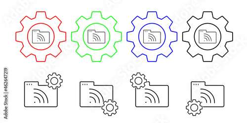 Folder wi-fi vector icon in gear set illustration for ui and ux, website or mobile application © rashadaliyev