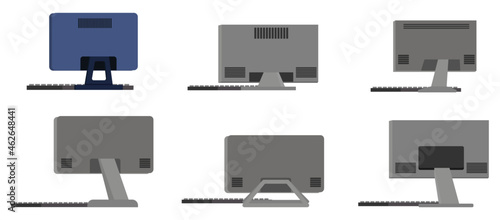 Cute beautiful desktop pc for desk desktop pc back side view isolated