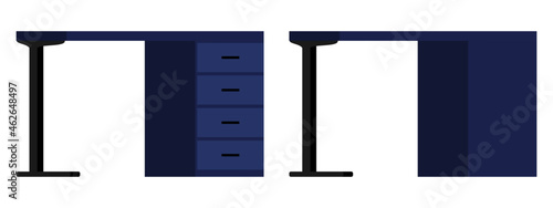 Cute colorful beautiful home office table with different side view with drawer isolated