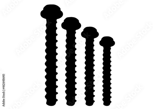 Large screws for construction. Vector image.