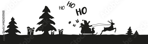 BANNIÈRE SILHOUETTE PÈRE NOËL EN TRAINEAU