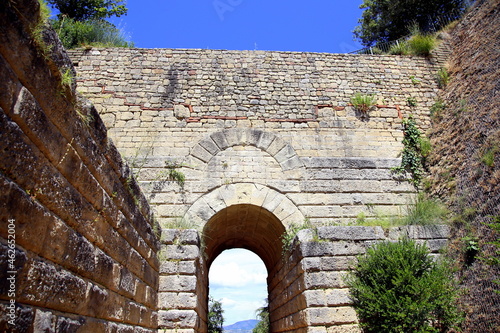 Porta Rosa, stone retaining system of the walls and connecting route in the city of Velia / Elea, Cilento, Italy photo