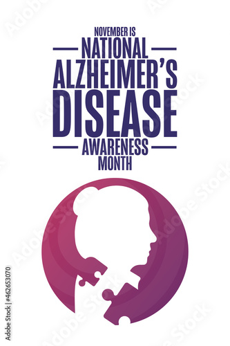 November is National Alzheimer’s Disease Awareness Month. Holiday concept. Template for background, banner, card, poster with text inscription. Vector EPS10 illustration.