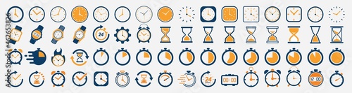 Clock icon set. hourglass icon. stopwatch symbol. sandglass time. watch icon. Timers icon. countdown Timer. vector illustration
