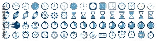Clock icon set. hourglass icon. stopwatch symbol. sandglass time. watch icon. Timers icon. countdown Timer. vector illustration