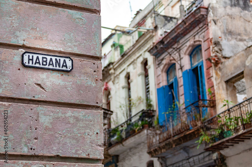 Habana street sign downtown Havana Cuba