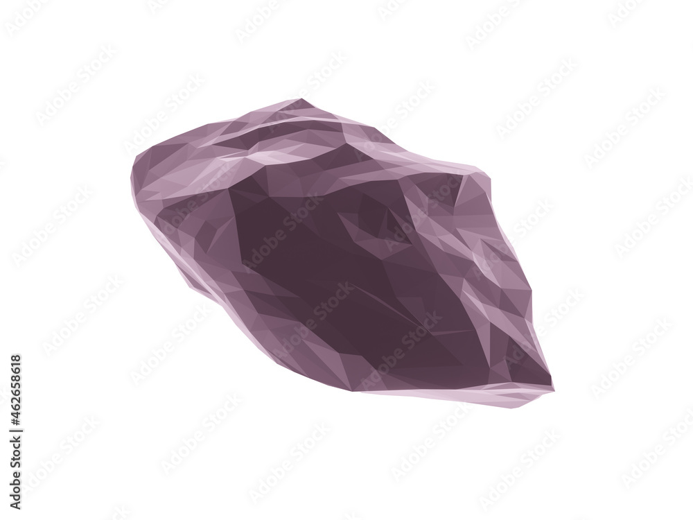 3D rendered low polygon stone specimen. Rock sample isolated on white background. Clipping path.