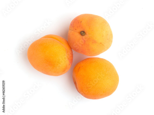 set of apricots on white background