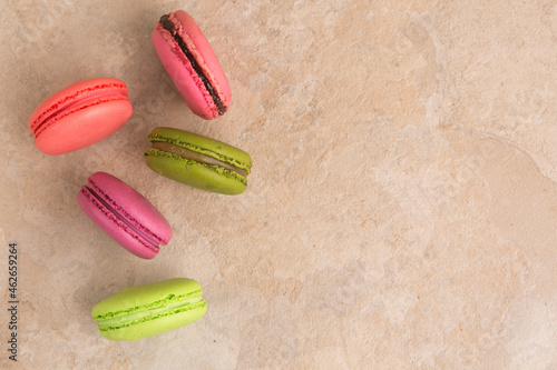 macaroon cakes on a light background photo