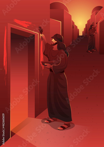 Old Testament Passover Applying Blood on doorway