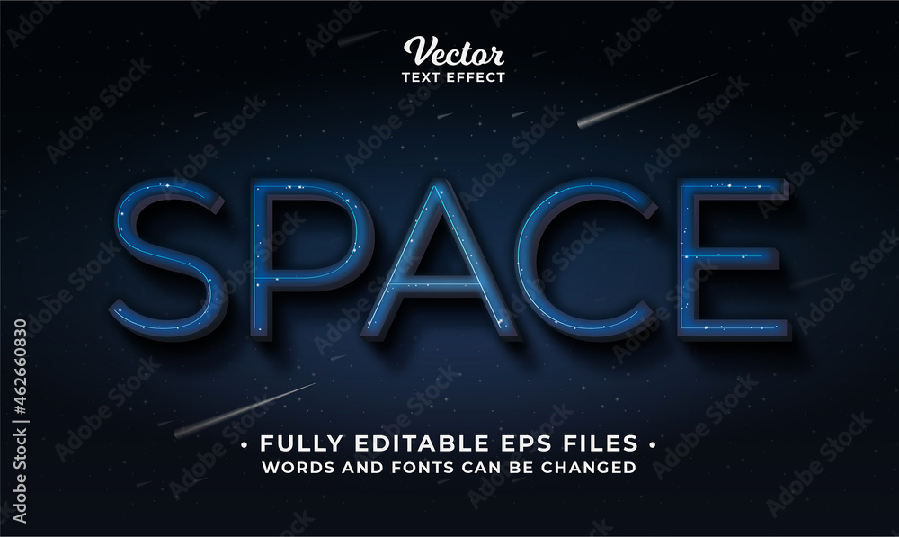 bold space text effect editable eps cc. words and fonts can be changed
