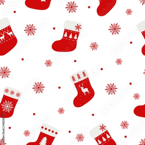 Seamless pattern Christmas stocking vector illustration