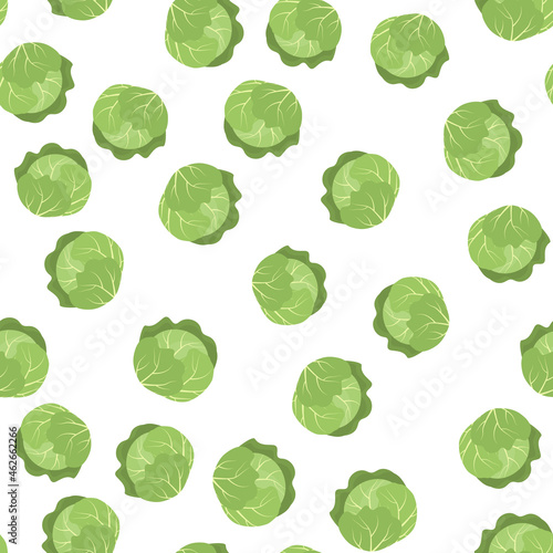 Seamless pattern with cabbage isolated on white background
