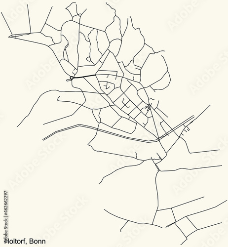 Detailed navigation urban street roads map on vintage beige background of the quarter Holtorf sub-district of the German capital city of Bonn  Germany