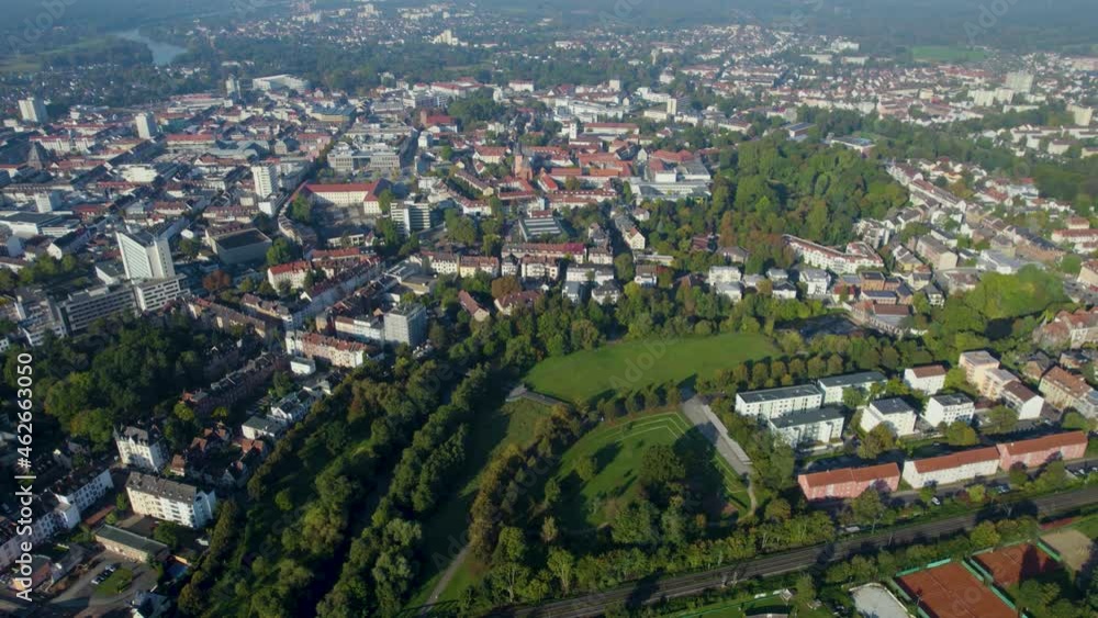 Aerial view of the city Hanau in Germany, hesse on a sunny morning in late summer. Aerial view of the city Hanau in Germany, hesse on a sunny morning in late summer.